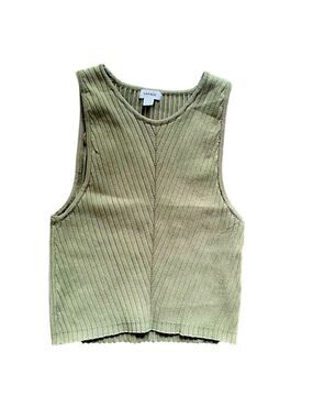 Garage Green Knit Crop Top Sleeveless XS